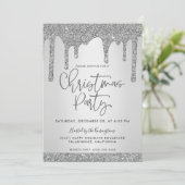 クリスマスシルバー滴下グリッタークリスマスパーティー 招待状 (スタンド正面)