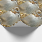 クリスマスシルバー金ゴールドリボンのパタエレガントーン ラッピングペーパー (角)