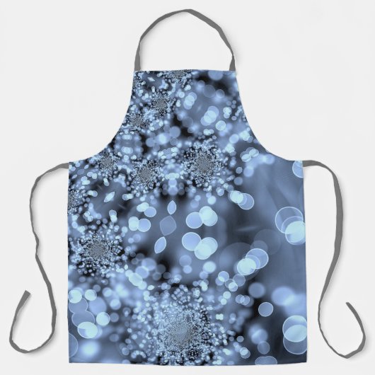 クリスマスシルバー青いスノーフレーク エプロン (正面)