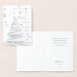 クリスマスシルバ素朴ーの木の手を引いた 箔カード