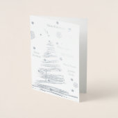 クリスマスシルバ素朴ーの木の手を引いた 箔カード (正面)