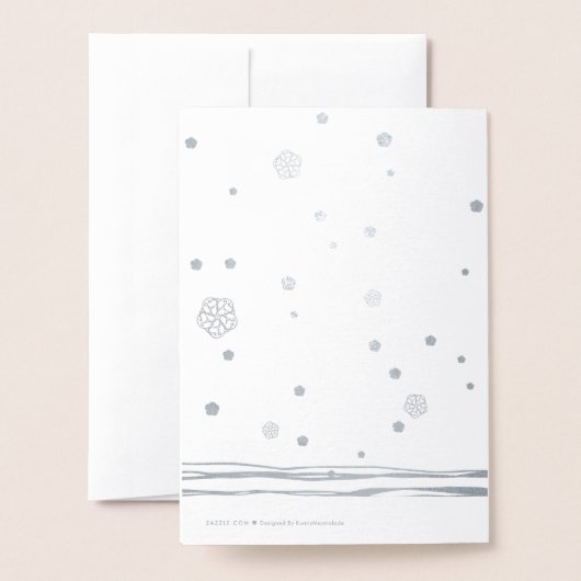 クリスマスシルバ素朴ーの木の手を引いた 箔カード (裏面封筒付き)