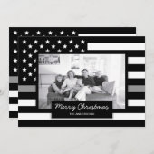 クリスマスシングレーラインアメリカ国旗の写真カード シーズンカード (正面/裏面)