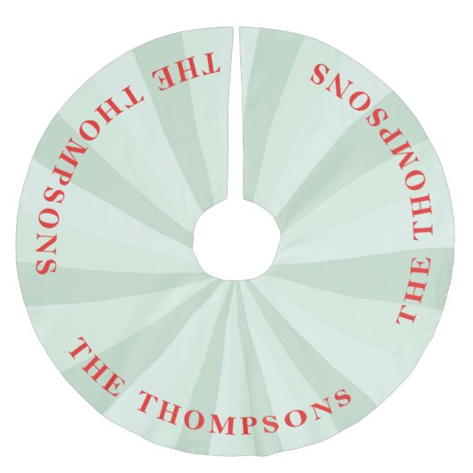 クリスマスシンプルかわいい赤い緑のストライプの家族 ブラッシュドポリエステルツリースカート (正面)