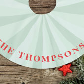 クリスマスシンプルかわいい赤い緑のストライプの家族 ブラッシュドポリエステルツリースカート