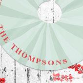 クリスマスシンプルかわいい赤い緑のストライプの家族 ブラッシュドポリエステルツリースカート