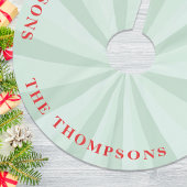 クリスマスシンプルかわいい赤い緑のストライプの家族 ブラッシュドポリエステルツリースカート