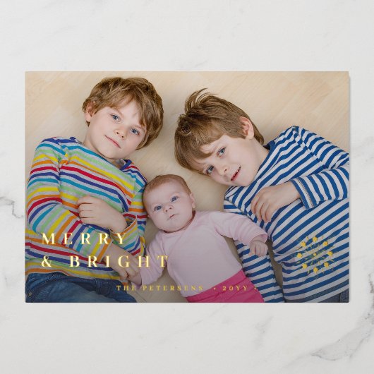 クリスマスシンプルのエレガントトレンディー写真 箔シーズンカード (正面)