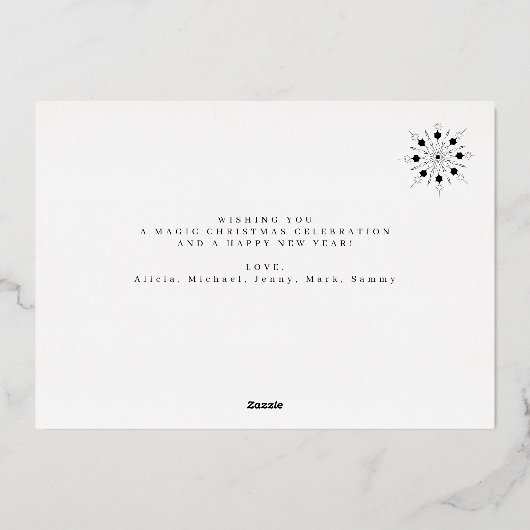 クリスマスシンプルのエレガントトレンディー写真 箔シーズンカード (裏面)