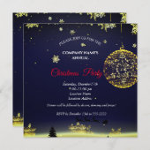 クリスマスシンプルのエレガントパーティの招待状 (正面/裏面)