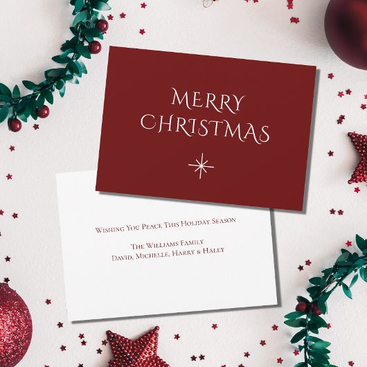 クリスマスシンプルのスノーフレークエレガントレッド シーズンカード