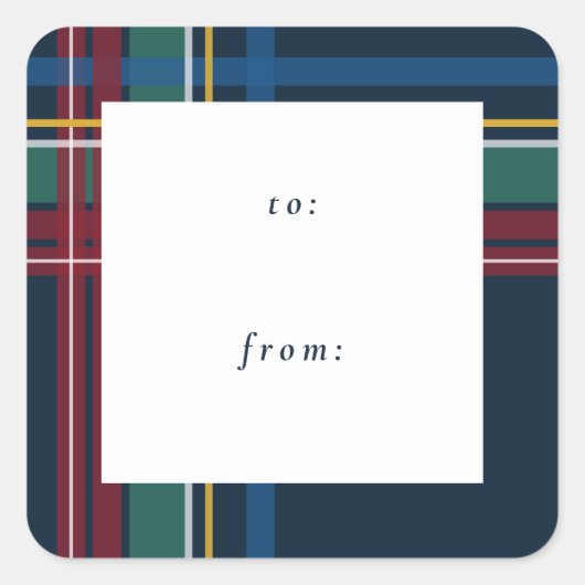 クリスマスシンプルのプレイドのプレゼントから スクエアシール (正面)