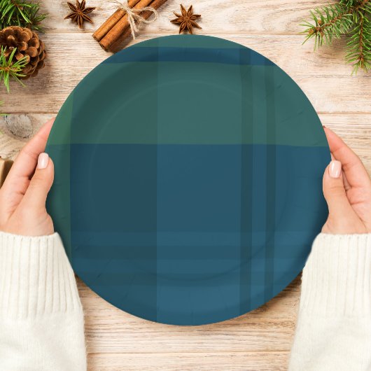 クリスマスシンプルのプレイド海軍のグリーンホリデーパーティー ペーパープレート