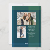 クリスマスシンプルの格子模様のネイビーグリーン写真 シーズンカード (裏面)