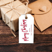 クリスマスシンプルクリスマス休暇Red書道スクリプト ギフトタグ