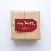 クリスマスシンプルクリスマス休暇Red書道スクリプト ギフトタグ