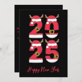クリスマスシンプルスタイルハッピー新年カード2025 シーズンカード (正面/裏面)