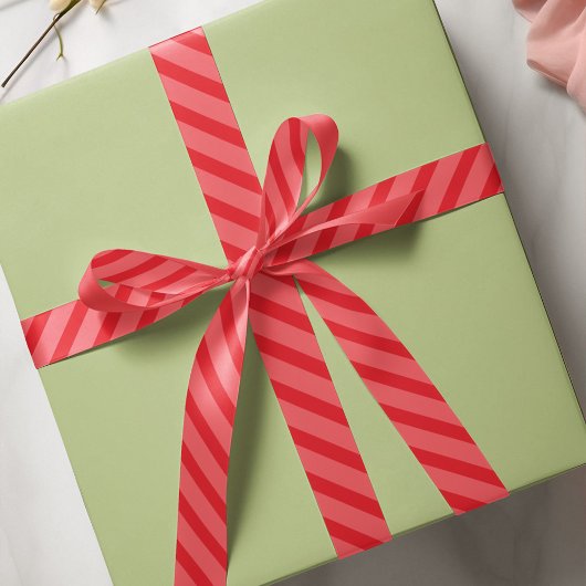 クリスマスシンプルストライプ赤いお洒落かわいい サテンリボン