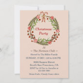 クリスマスシンプルパーティーリースキャンディーキャン 招待状 (正面)