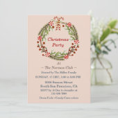 クリスマスシンプルパーティーリースキャンディーキャン 招待状 (スタンド正面)