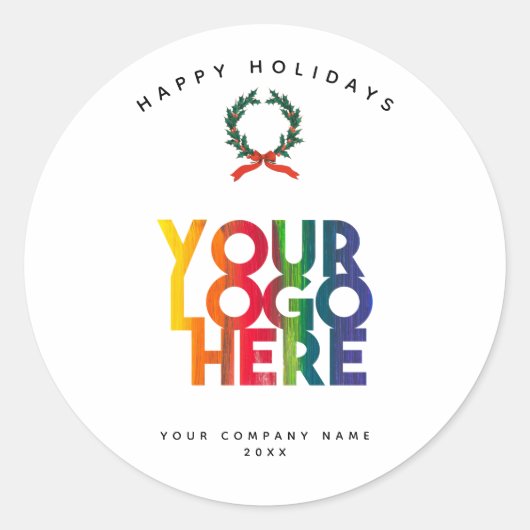 クリスマスシンプルビジネスのロゴヴィンテージリース ラウンドシール (正面)