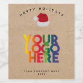 クリスマスシンプルビジネスロゴサンタハットクラフト ワインラベル (シングルラベル)