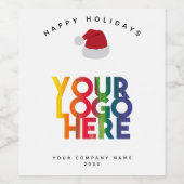 クリスマスシンプルビジネスロゴサンタハット ワインラベル (シングルラベル)