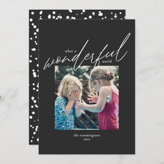 クリスマスシンプルフォトブラッククラフトワンダフル世界 シーズンカード (正面/裏面)