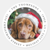 クリスマスシンプルフォトラウンドモダン差出人住所 ラウンドシール (正面)