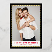 クリスマスシンプルフォト金ゴールド縁ど黒赤 箔シーズンカード (正面)