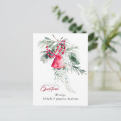 クリスマスシンプルベルグリーナリーデザイン聖句 シーズンポストカード (スタンド正面)