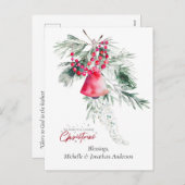 クリスマスシンプルベルグリーナリーデザイン聖句 シーズンポストカード (正面/裏面)