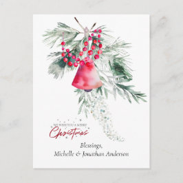 クリスマスシンプルベルグリーナリーデザイン聖句 シーズンポストカード