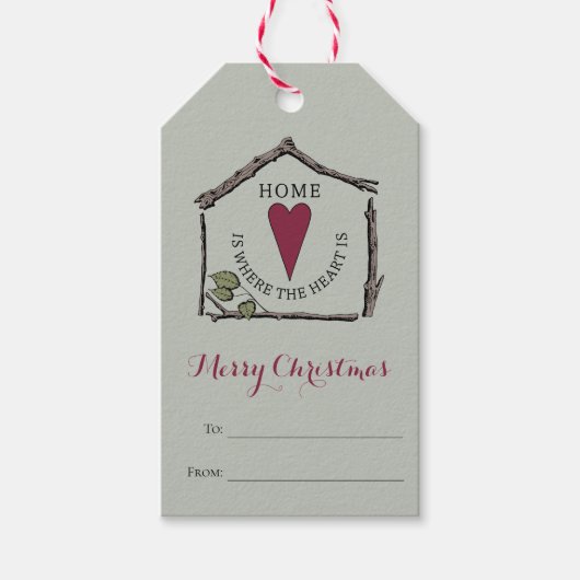 クリスマスシンプルホームはハートの送信先 ギフトタグ (正面)