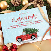 クリスマスシンプルヴィンテージかわいい冬の赤いトラック 招待状