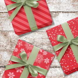 クリスマスシンプル休日の赤いパターン冬かわいい ラッピングペーパーシート