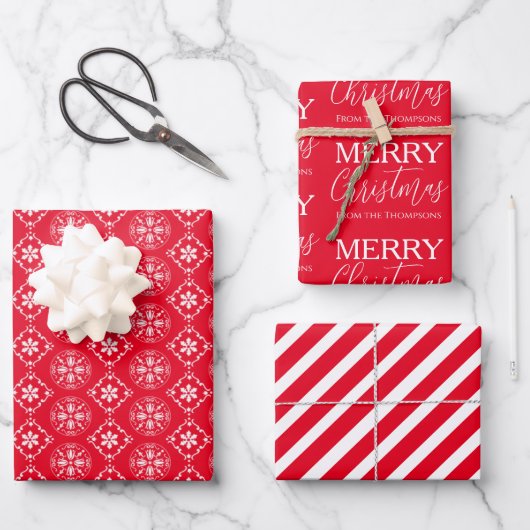 クリスマスシンプル休暇かわいいスノーフレーク ラッピングペーパーシート (正面)