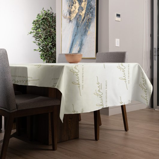 クリスマスシンプル金ゴールド書道スクリプト恵み テーブルクロス