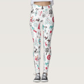 クリスマスシンボルのシームレスなパターン レギンス (正面)