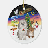 クリスマスシンボルや象徴 – ハバニーズ&ポメラニア犬 セラミックオーナメント (左)