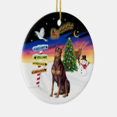 クリスマスシンボルや象徴 – レッドドバーマン セラミックオーナメント (右)