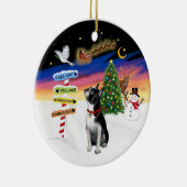 クリスマスシンボルや象徴- Boston Terrier #3 セラミックオーナメント (右)