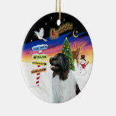 クリスマスシンボルや象徴- Newfie Landseer セラミックオーナメント (右)