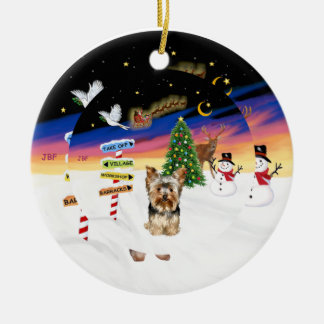 クリスマスシンボルや象徴- Yorkshire Terrier #17 セラミックオーナメント