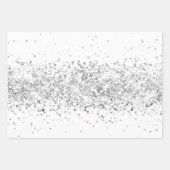 クリスマスシンボルグリッター銀 ラッピングペーパーシート (正面2)