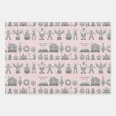 クリスマスシンボルグリッター銀 ラッピングペーパーシート (正面)