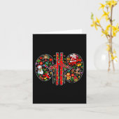 クリスマスシンボルサンタ小妖精や小人腎臓シェイプ透析技術 カード (黄色い花)