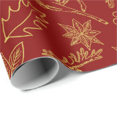 クリスマスシンボルパターンのラッピング紙 ラッピングペーパー (ロールコーナー)