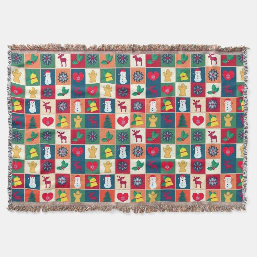 クリスマスシンボルパターンクリスマス スローブランケット (正面)