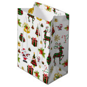 クリスマスシンボルパターン ミディアムペーパーバッグ (正面アングル)
